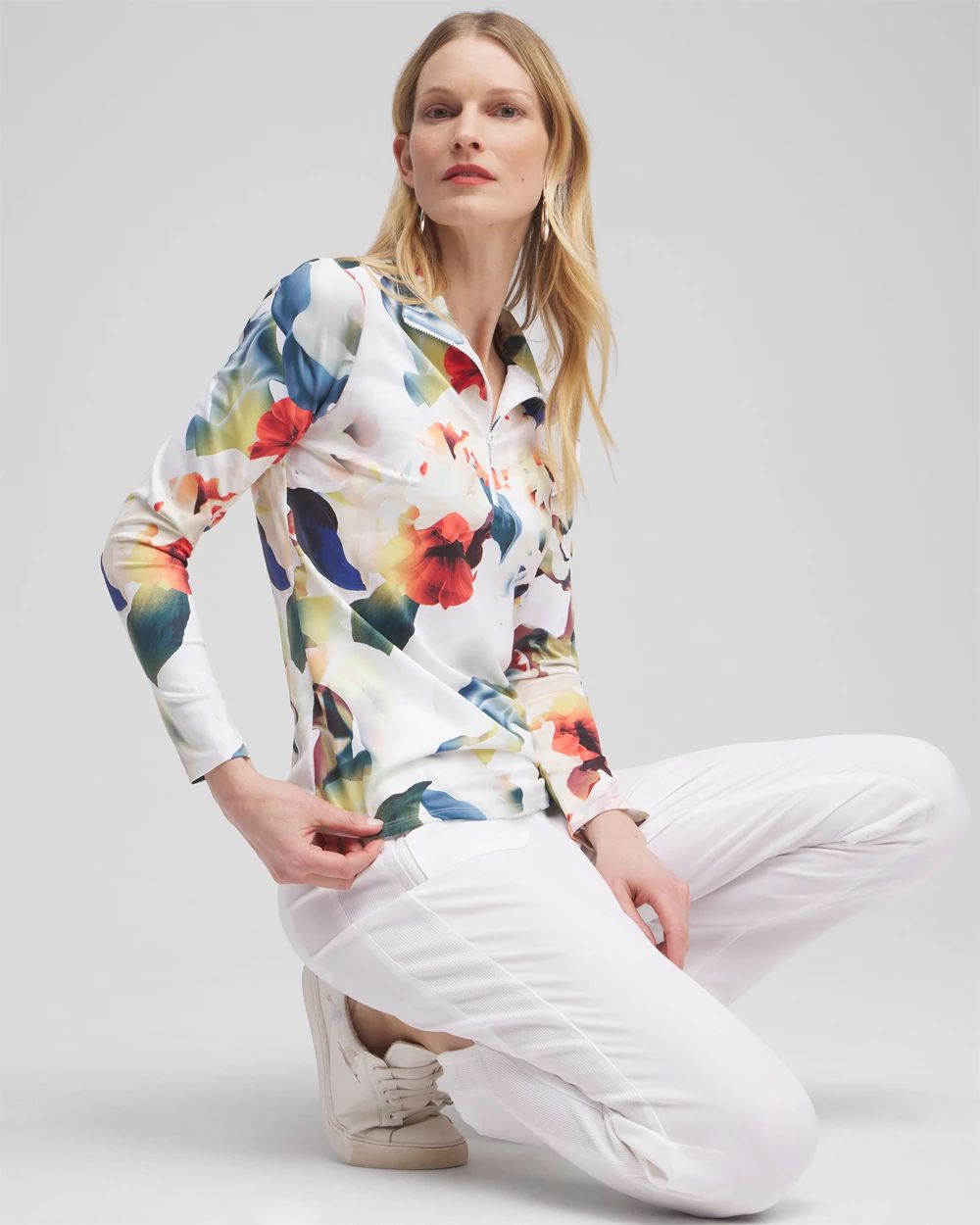 早割 リフト券 UPF Zenergy® Floral Chico's | Top Sleeve Long トライアルセット・サンプル